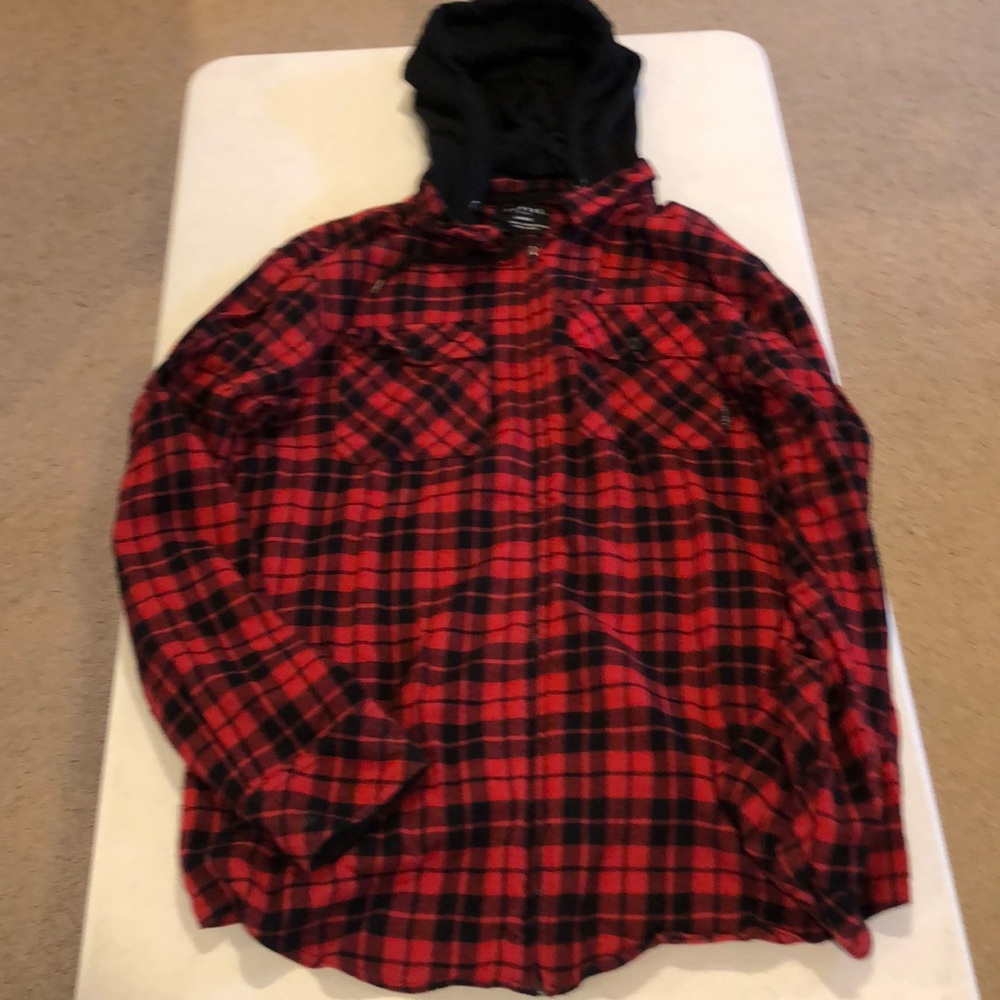 Zip up flannel hoodie